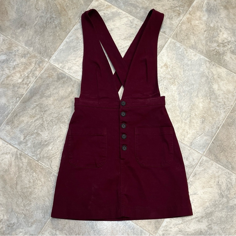 Elegant Burgundy Pinafore Dress